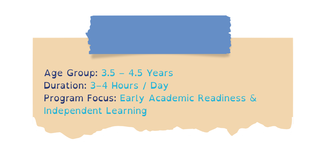 age group 1.5 – 2.5 years duration 3 hours day program focus early exploration & social development (5) photoroom